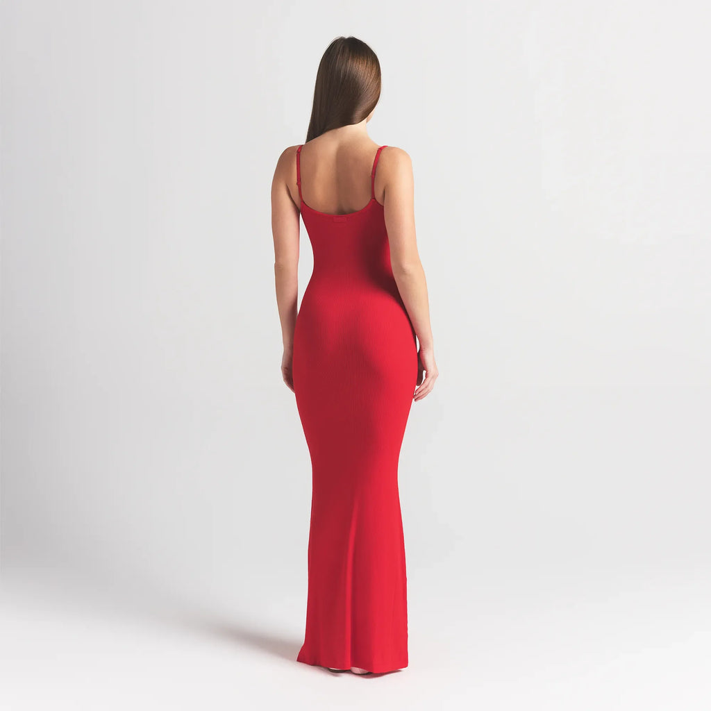 SOFT LOUNGE LONG SLIP DRESS | CHERRY