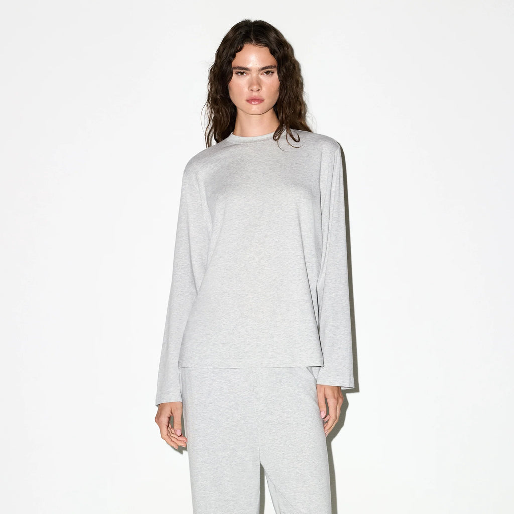 BOYFRIEND LONG SLEEVE T-SHIRT | LIGHT HEATHER GREY