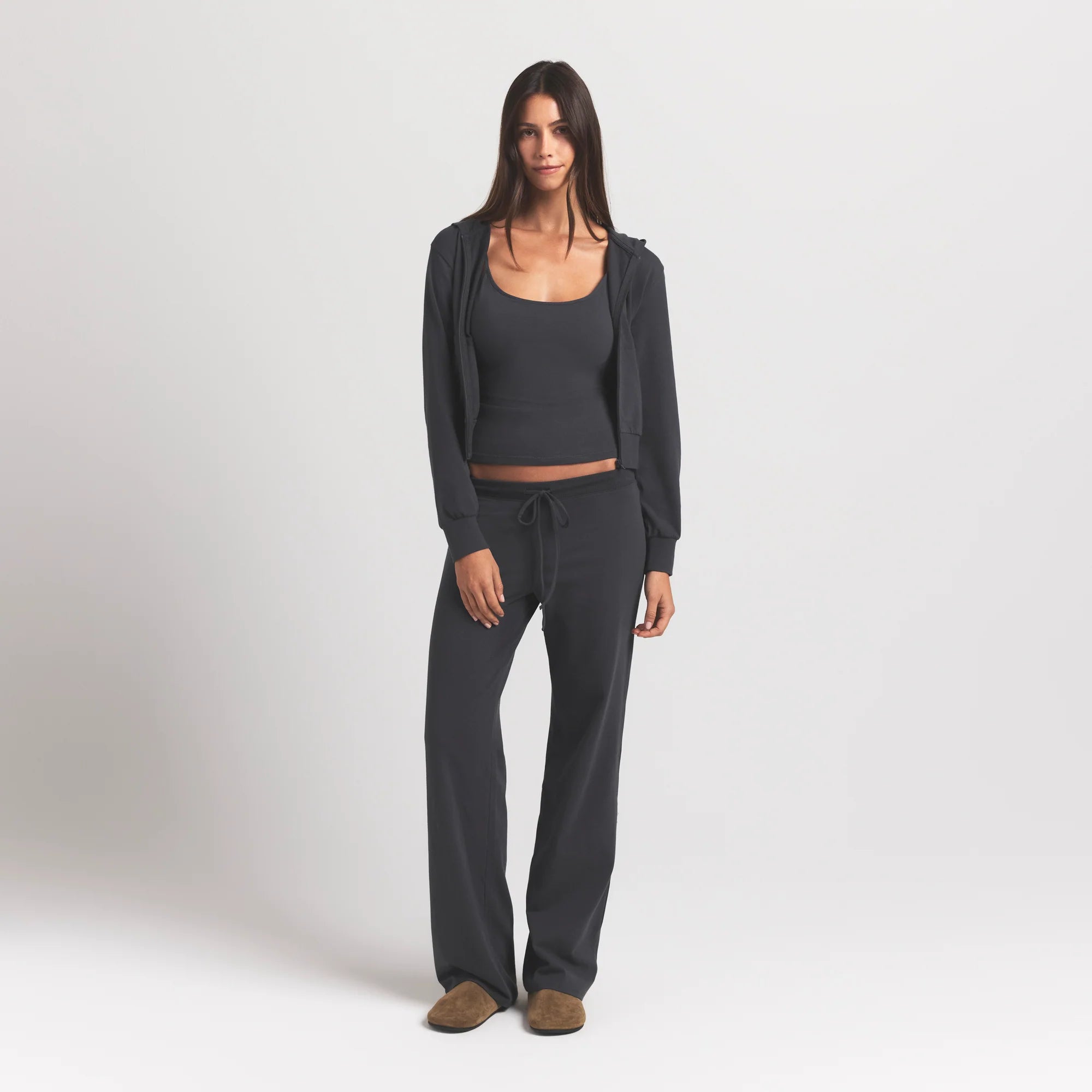 COTTON JERSEY STRAIGHT LEG PANT | ASH