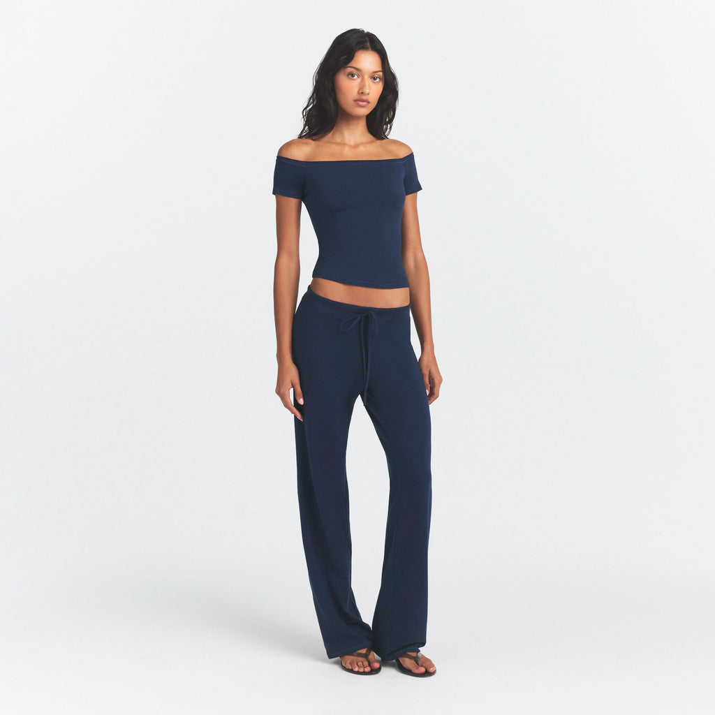 COTTON JERSEY STRAIGHT LEG PANT | NAVY