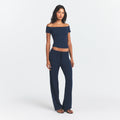 COTTON JERSEY STRAIGHT LEG PANT | NAVY