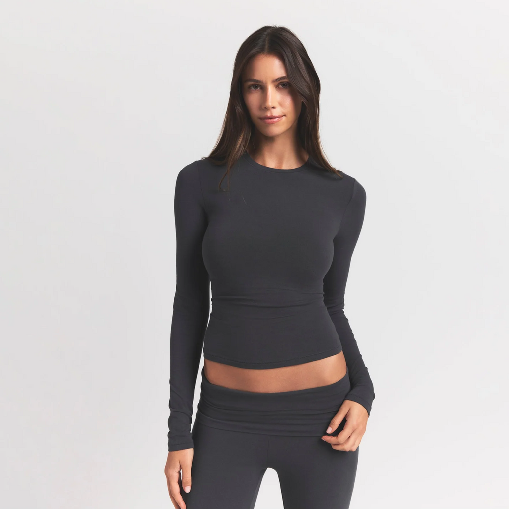 COTTON JERSEY LONG SLEEVE T-SHIRT | ASH
