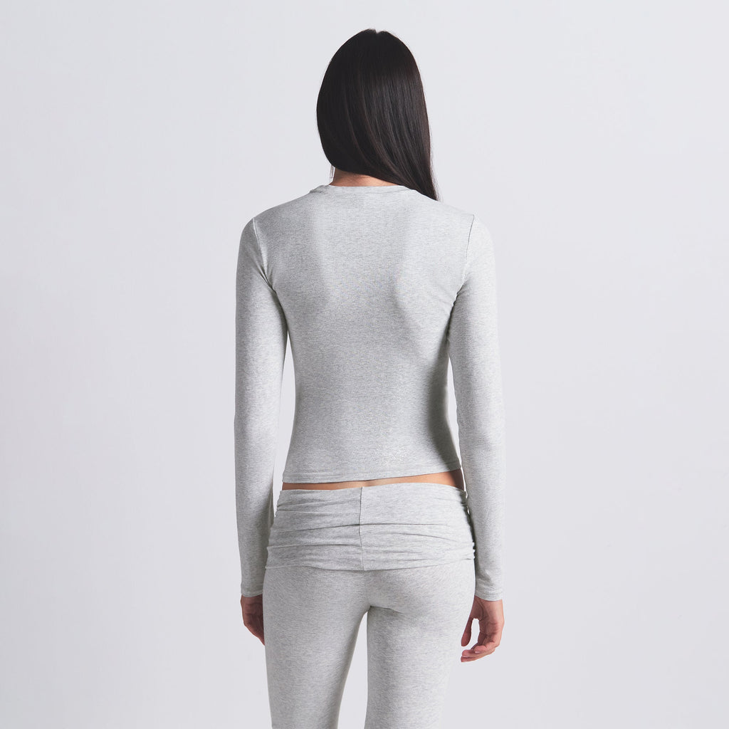 COTTON JERSEY LONG SLEEVE T-SHIRT | LIGHT HEATHER GREY
