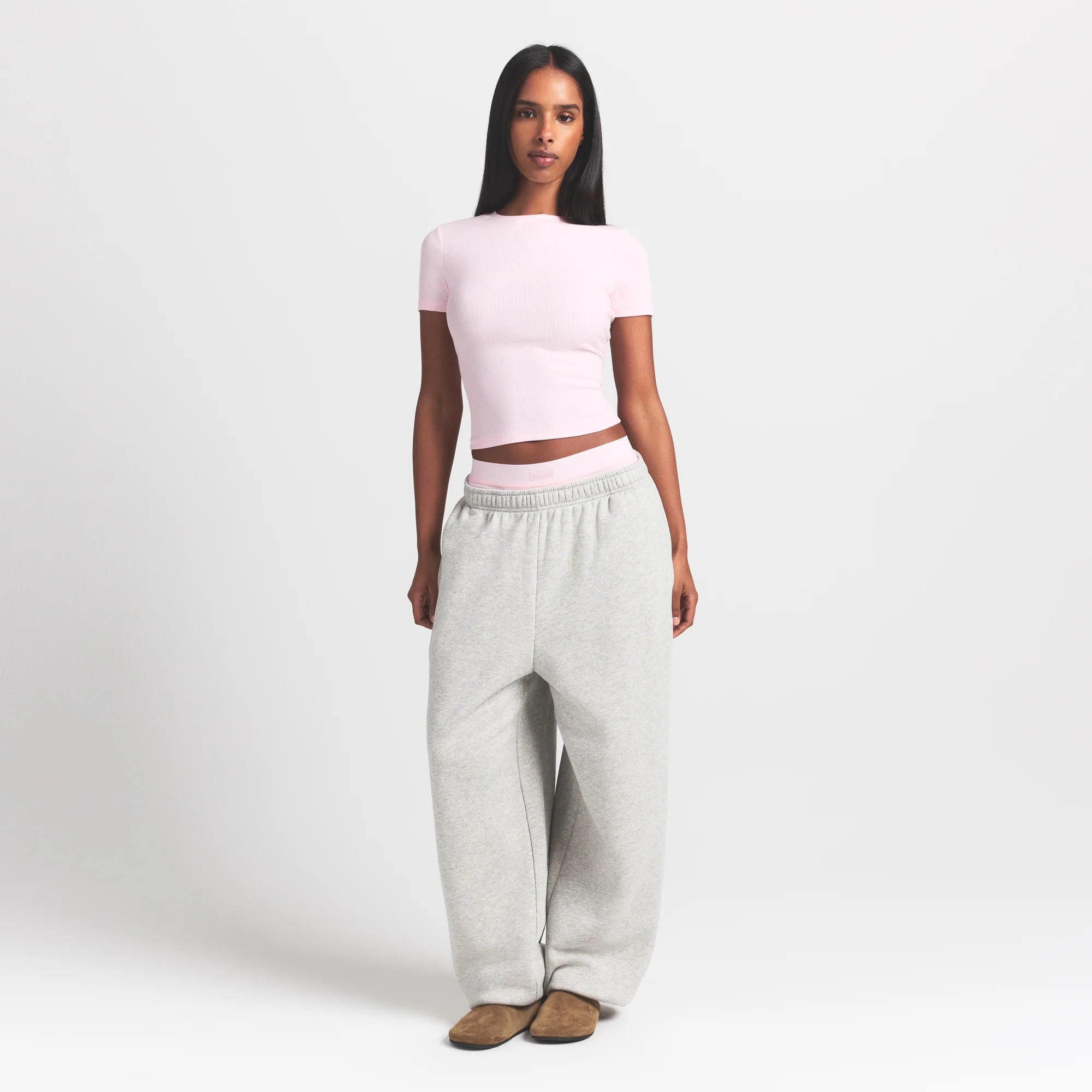 COTTON RIB T-SHIRT | CHERRY BLOSSOM
