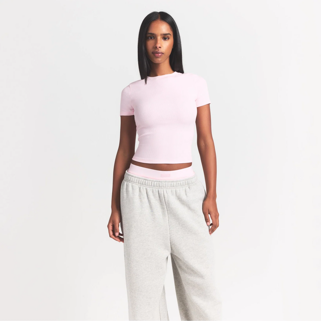 COTTON RIB T-SHIRT | CHERRY BLOSSOM