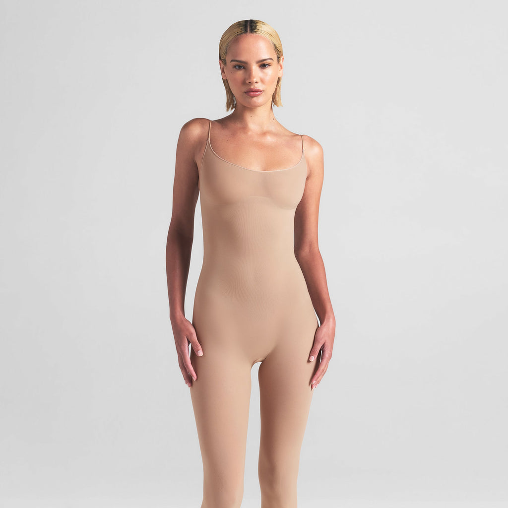 SHEER SEAMLESS CATSUIT | CLAY