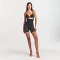 POWER MESH SHAPEWEAR CORE SCULPT OPEN BUST MID THIGH BODYSUIT | ONYX