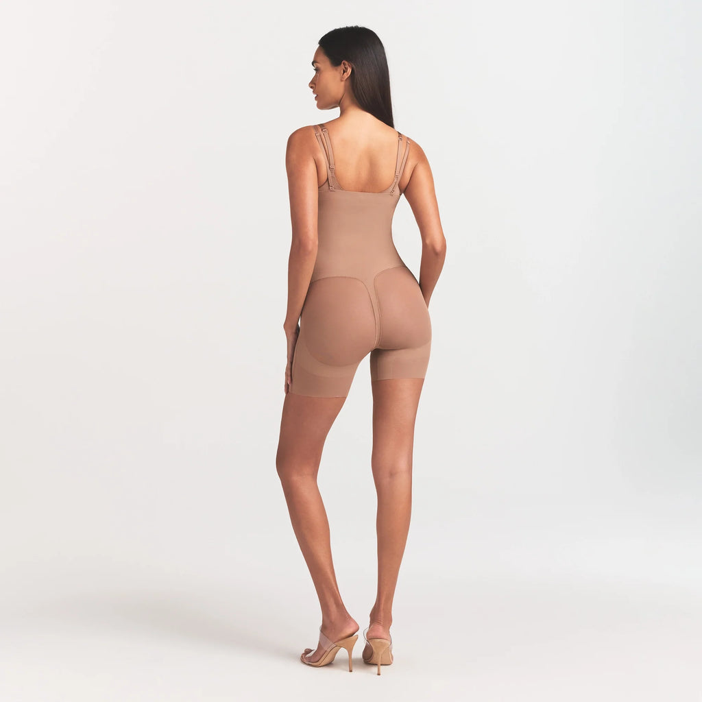 POWER MESH SHAPEWEAR CORE SCULPT OPEN BUST MID THIGH BODYSUIT | SIENNA