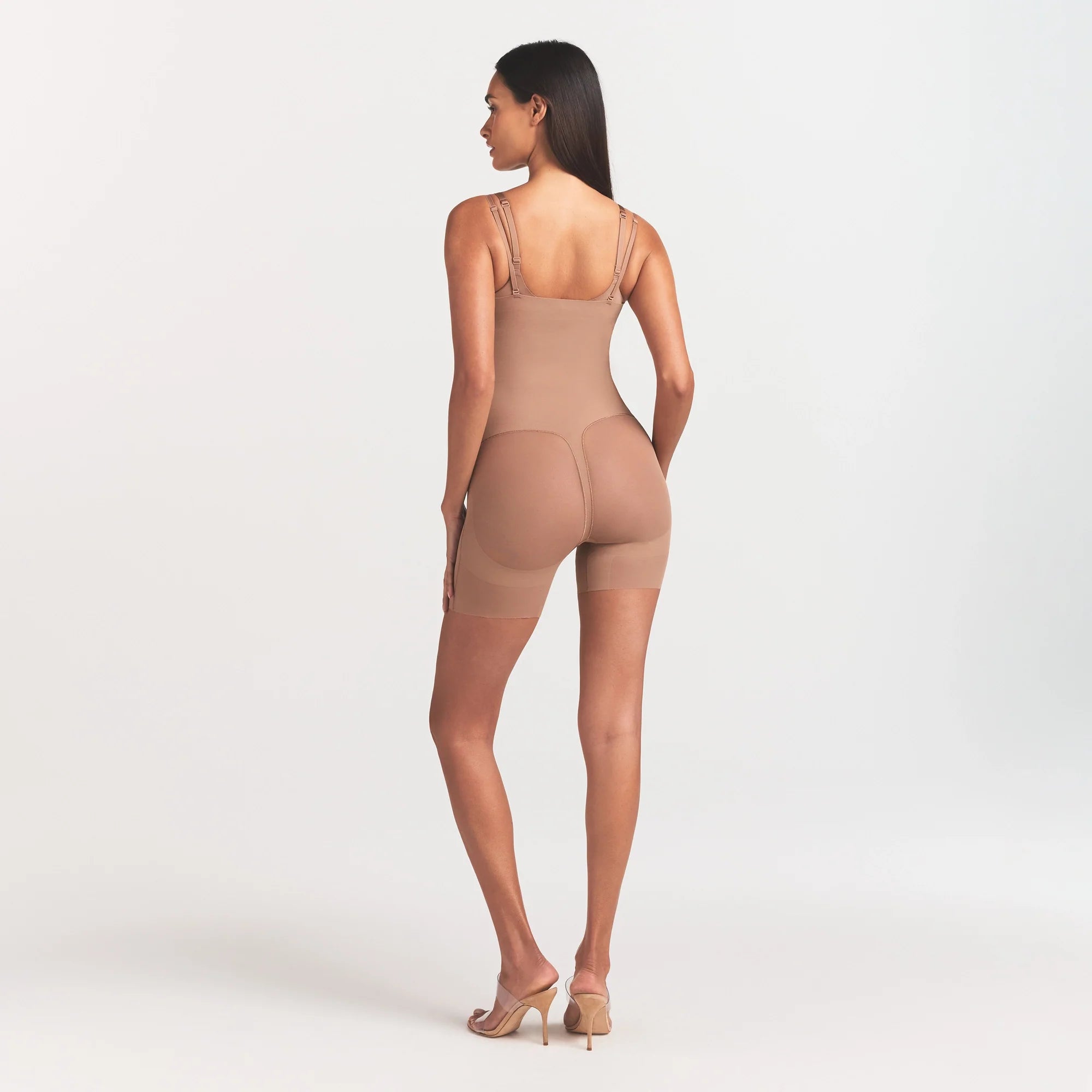 POWER MESH SHAPEWEAR CORE SCULPT OPEN BUST MID THIGH BODYSUIT | SIENNA