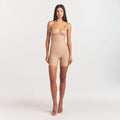 SKIMS BODY CORE SCULPT BACK SMOOTHING OPEN BUST MID THIGH BODYSUIT | CLAY