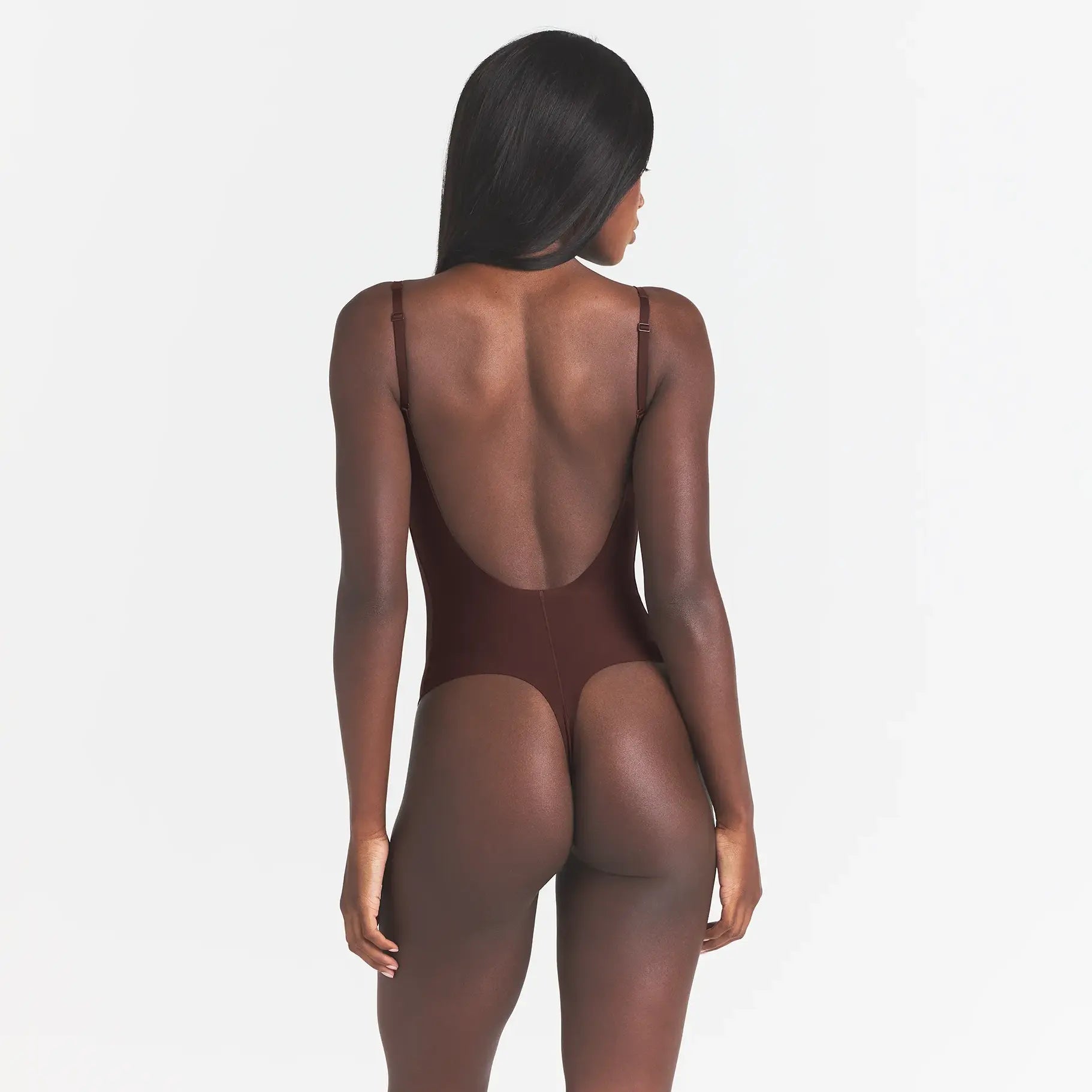 SKIMS BODY SCOOP LOW BACK THONG BODYSUIT | COCOA