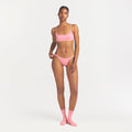 LIGHTWEIGHT COTTON LOGO PICOT STRING BIKINI | MELON TONAL