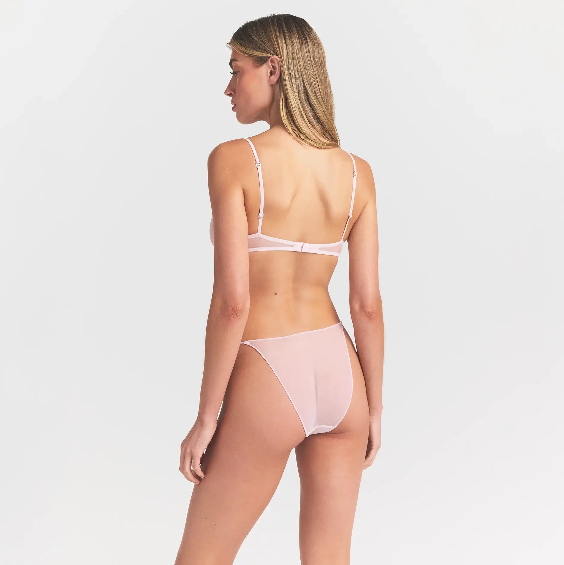 ULTRA FINE MESH STRING BIKINI | BARELY PINK