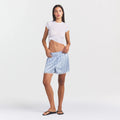 WOVEN SHINE LACE BOXER | PERIWINKLE WIDE STRIPE