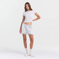 WOVEN SHINE LACE BOXER | SILVER TRIPLE PINSTRIPE