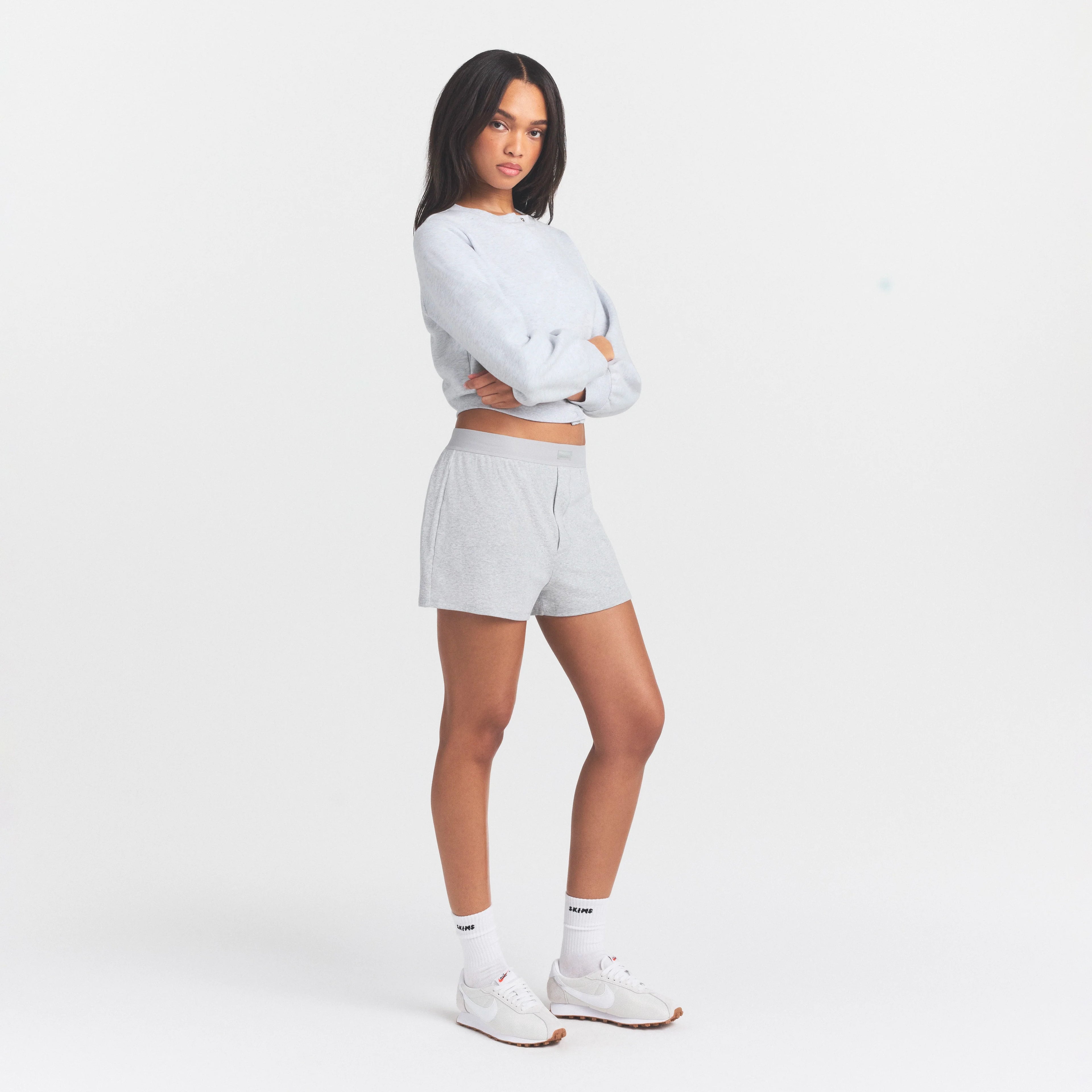 COTTON RIB LOOSE BOXER | LIGHT HEATHER GREY