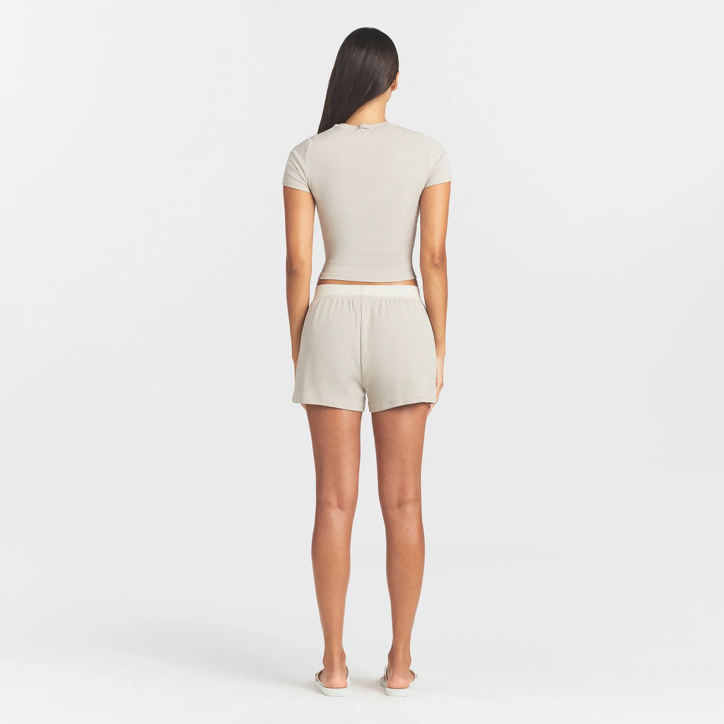 COTTON RIB LOOSE BOXER | STONE