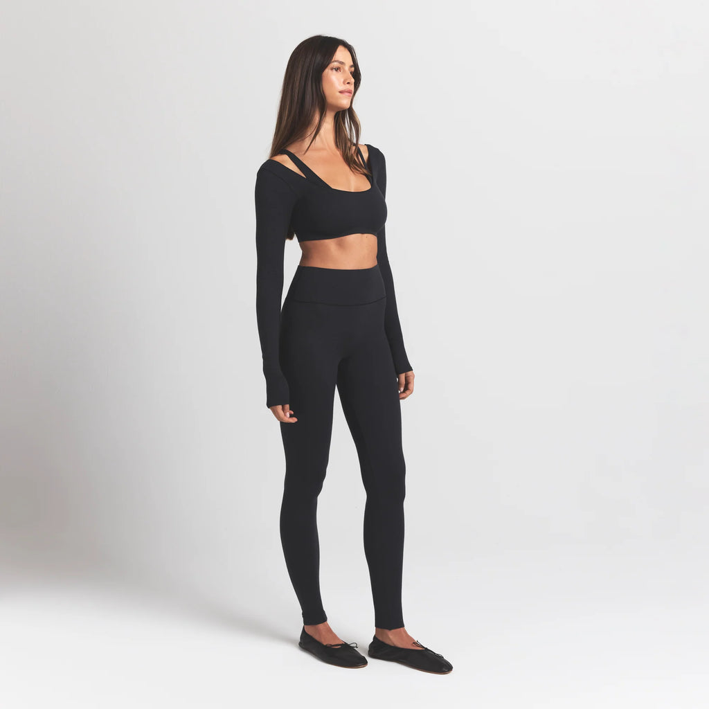 WOOL RIB HIGH-WAISTED LEGGING | OBSIDIAN