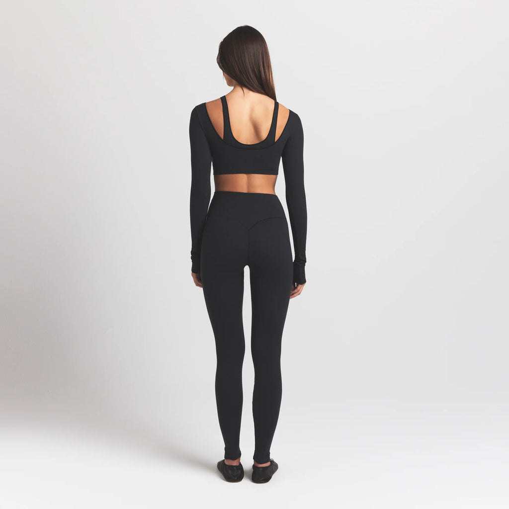 WOOL RIB HIGH-WAISTED LEGGING | OBSIDIAN