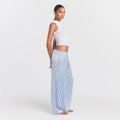 WOVEN SHINE LACE PANT | PERIWINKLE WIDE STRIPE