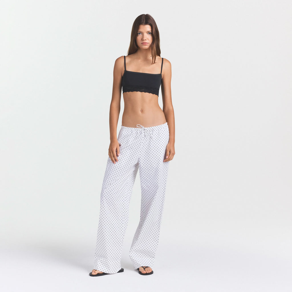 COTTON POPLIN SLEEP STRAIGHT LEG PANT | ONYX DOT PRINT