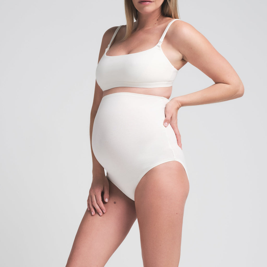 COTTON JERSEY MATERNITY HIGH-WAISTED BRIEF | MARBLE