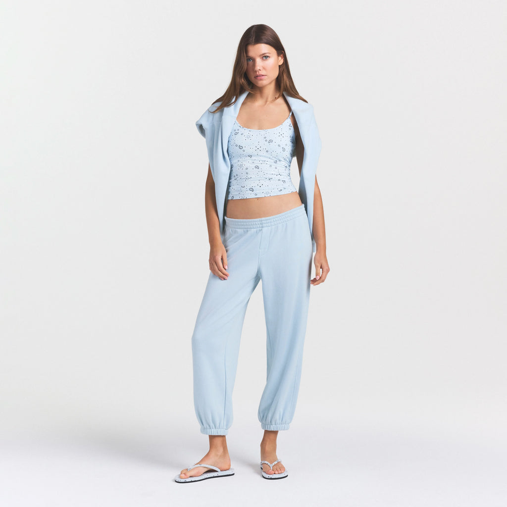 DRAPEY FRENCH TERRY CROPPED JOGGER | POWDER BLUE