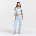DRAPEY FRENCH TERRY CROPPED JOGGER | POWDER BLUE