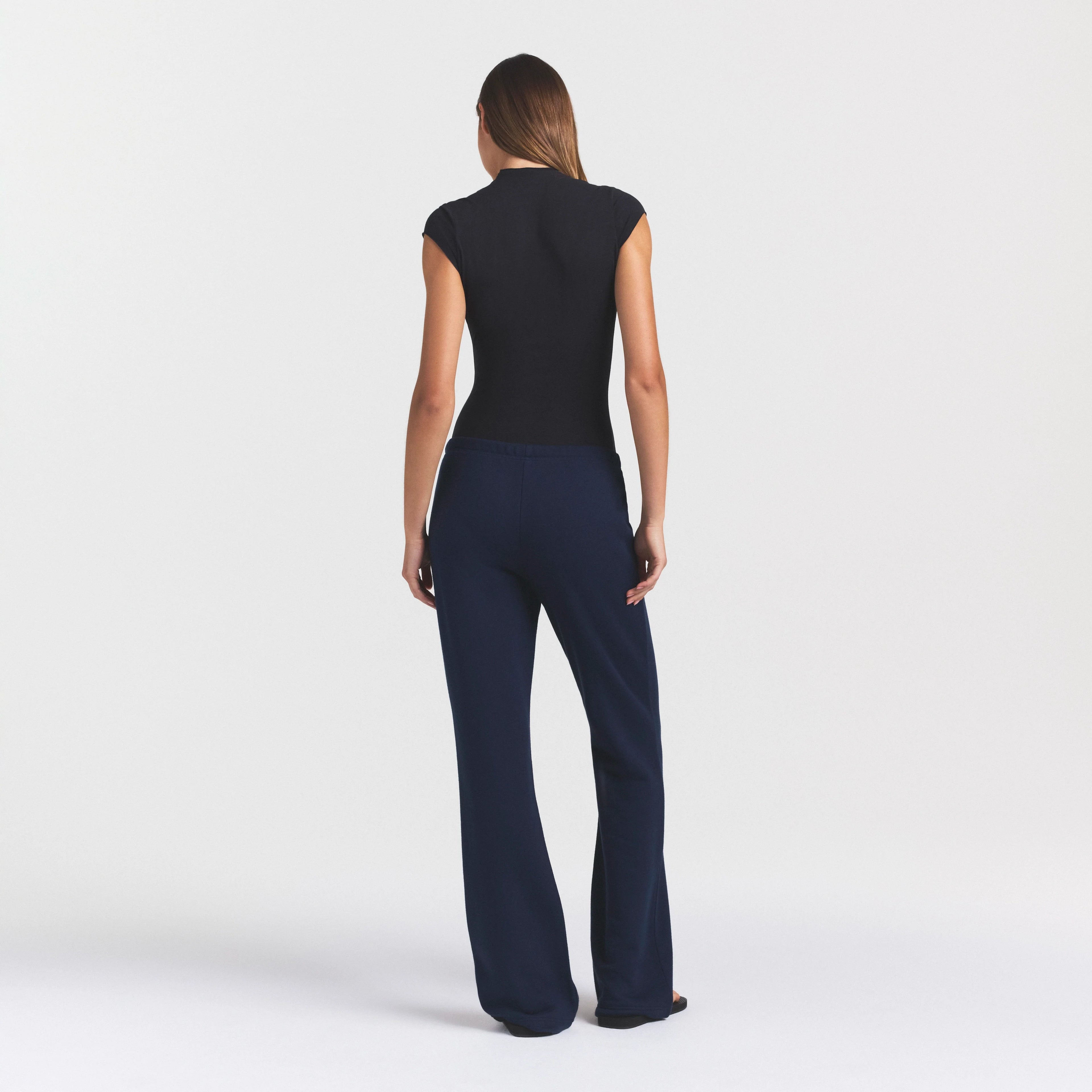 DRAPEY FRENCH TERRY STRAIGHT LEG PANT | NAVY