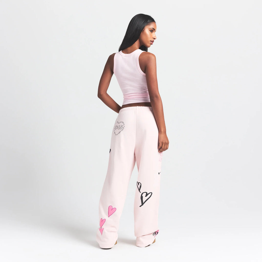 COTTON FLEECE CLASSIC STRAIGHT LEG PANT | BARELY PINK ANGEL SKETCH