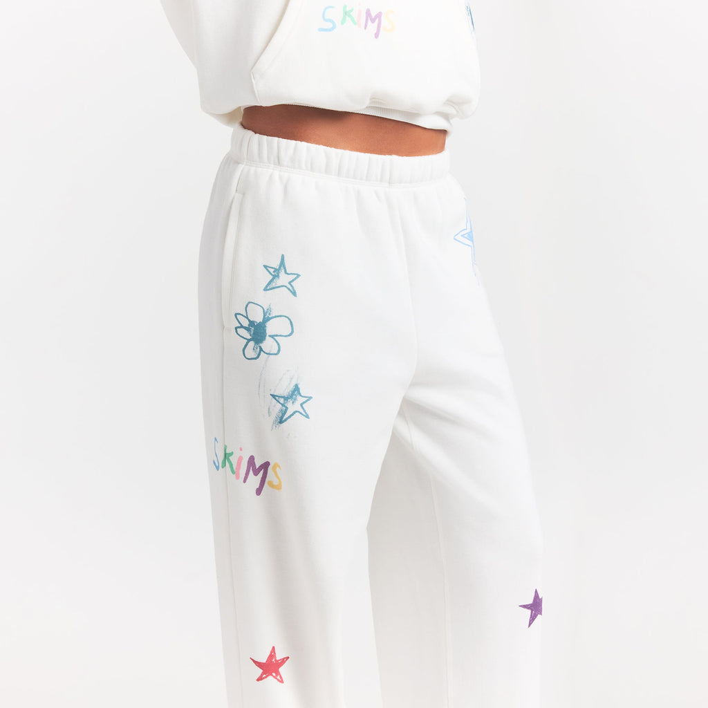 COTTON FLEECE CLASSIC STRAIGHT LEG PANT | MARBLE MULTI DOODLE PRINT