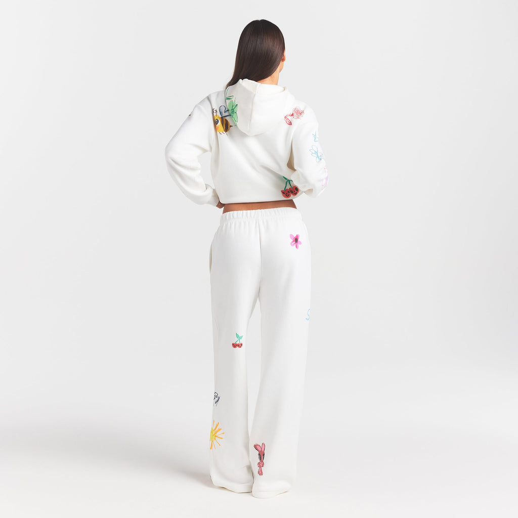 COTTON FLEECE CLASSIC STRAIGHT LEG PANT | MARBLE MULTI DOODLE PRINT