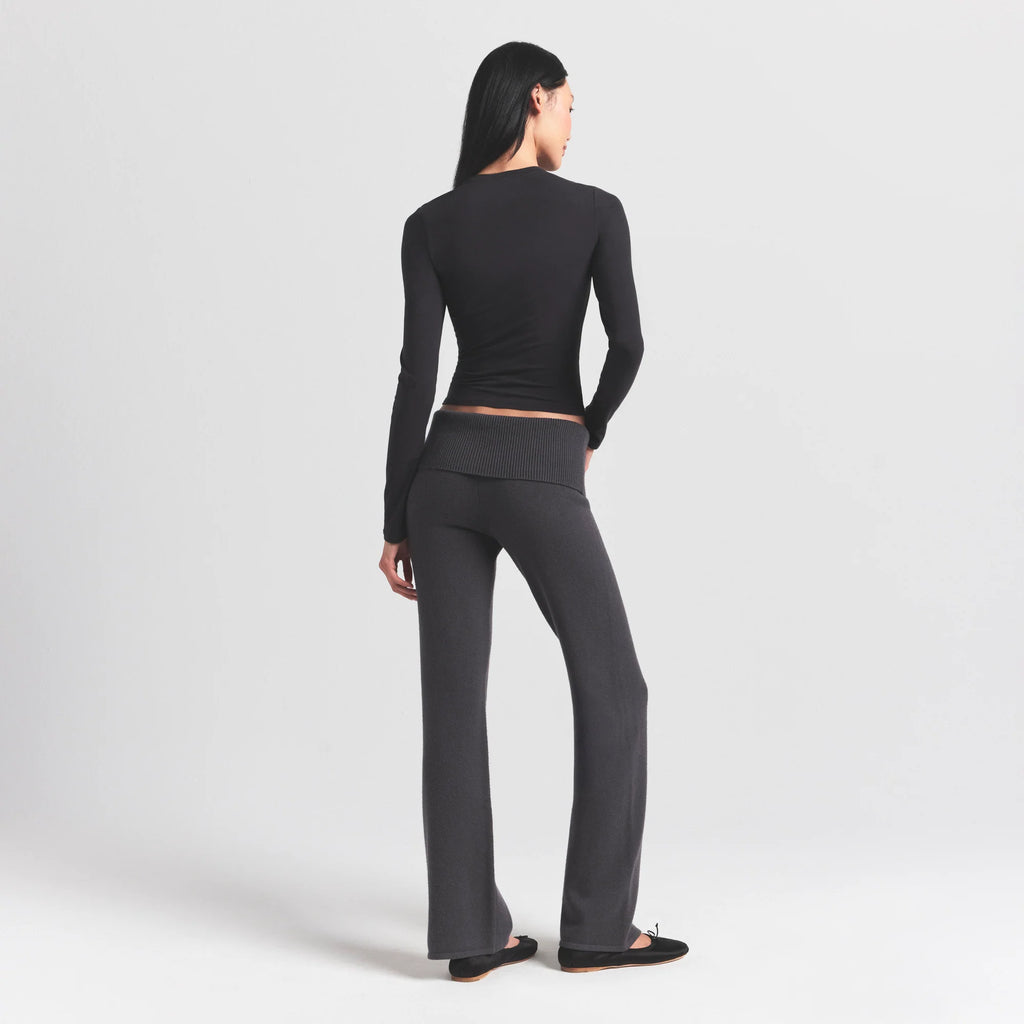 SWEATER KNITS FOLDOVER PANT | ASH