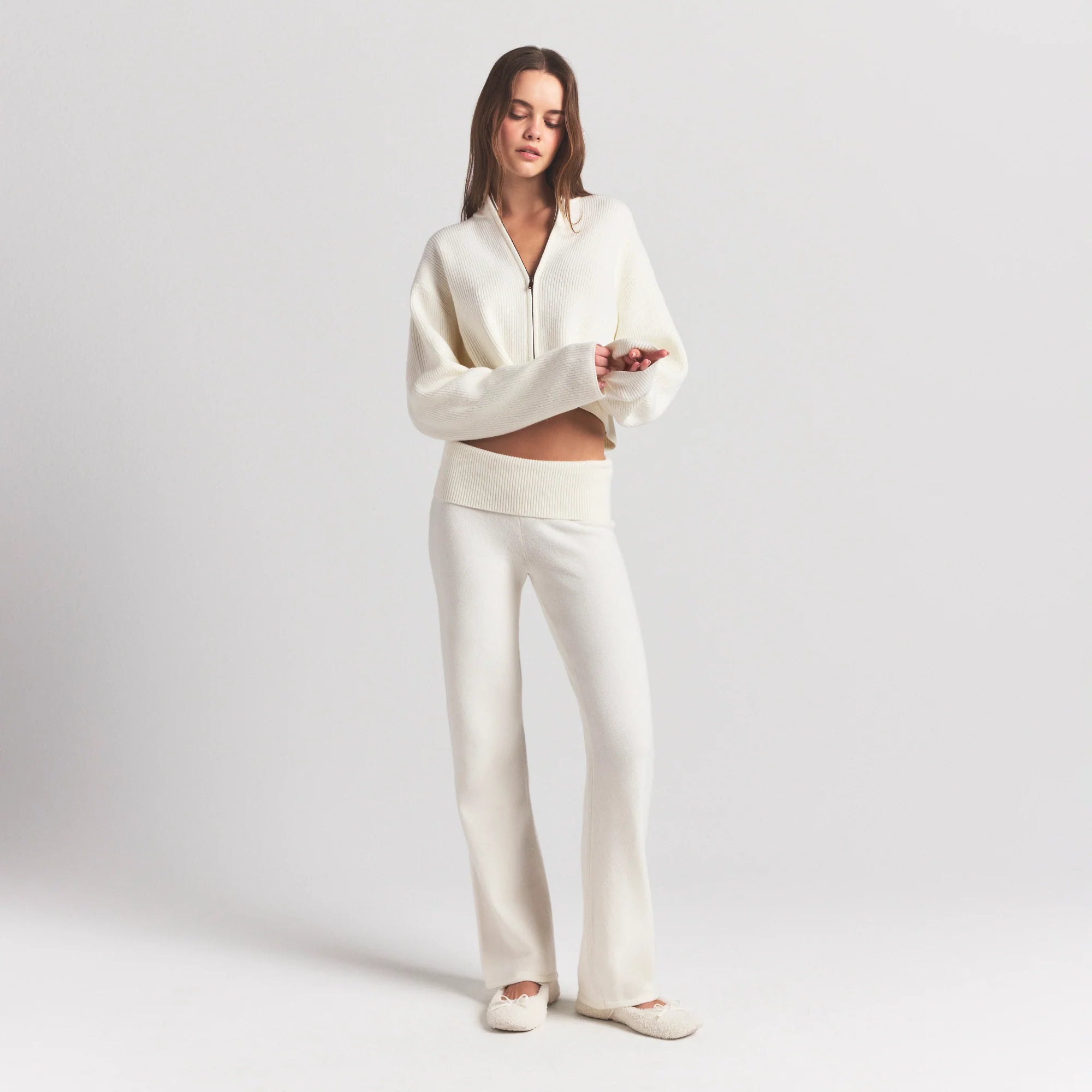 SWEATER KNITS FOLDOVER PANT | IVORY