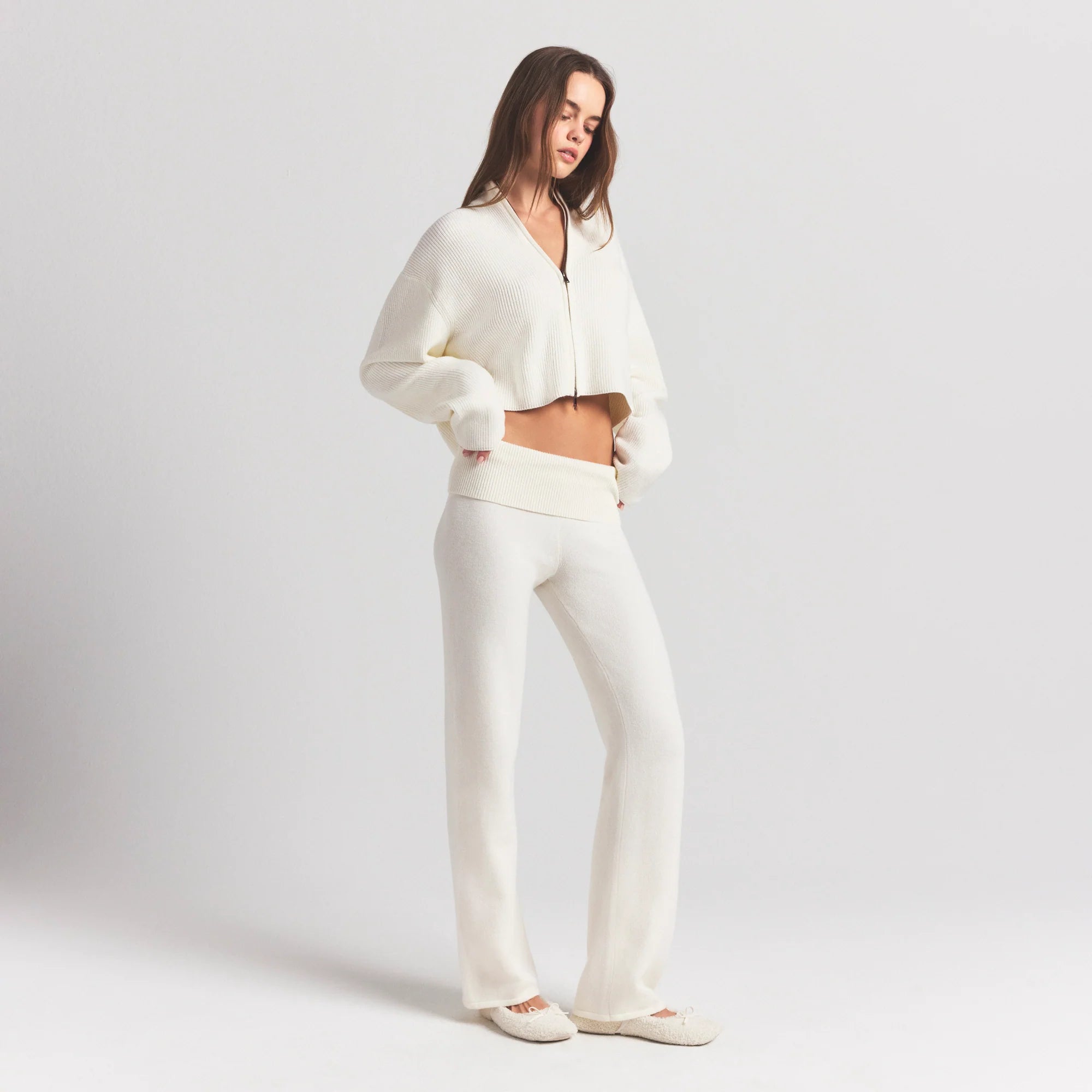 SWEATER KNITS FOLDOVER PANT | IVORY