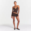 LIGHTWEIGHT SATIN BLOOMER SHORT | ESPRESSO