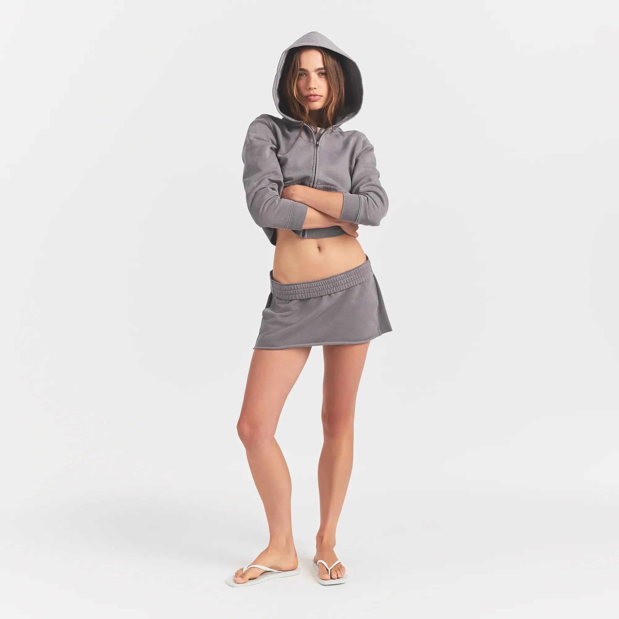 BOYFRIEND FLEECE MINI SKIRT | SHADOW