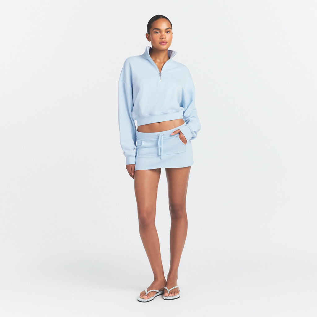 DRAPEY FRENCH TERRY MINI SKIRT | POWDER BLUE