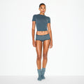 LIGHTWEIGHT COTTON POINTELLE LACE BOY SHORT | ZIRCON TONAL