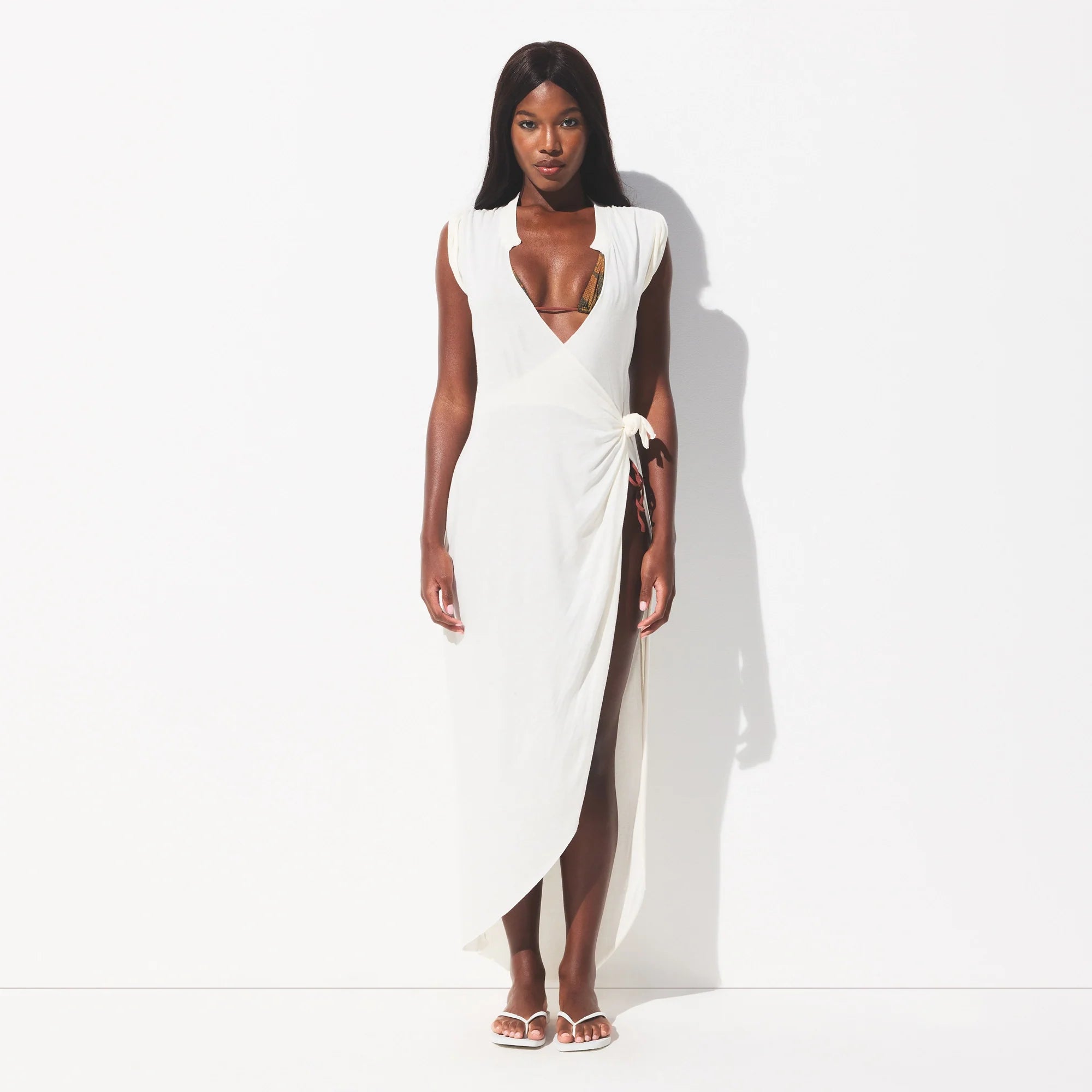 COTTON COVER-UPS TIE DRESS | EGRET