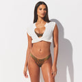 COTTON COVER-UPS PLUNGE TWIST TOP | EGRET