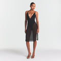 SKIMS BODY MESH PLUNGE MIDI DRESS | ONYX