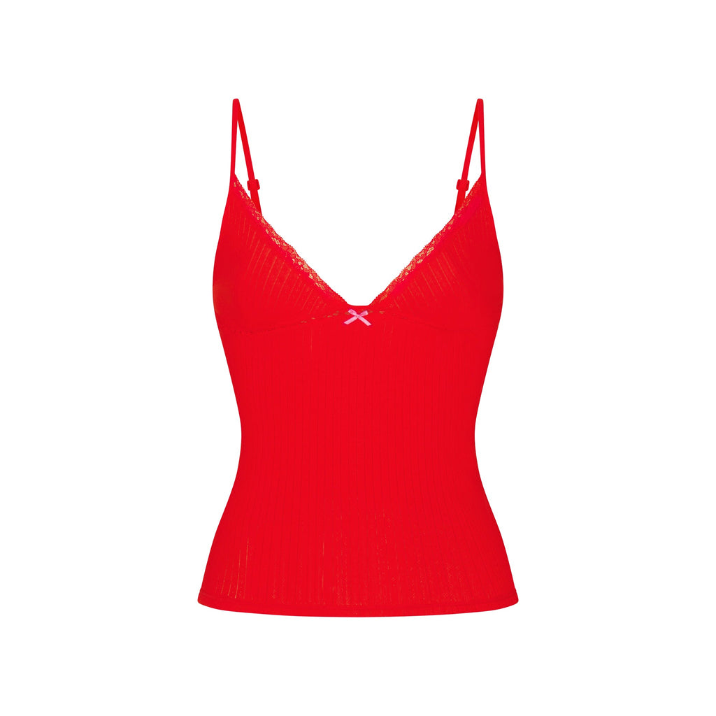 LIGHTWEIGHT COTTON POINTELLE LACE CAMI AND BOY SHORT SET | RUBY TONAL