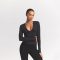 COTTON JERSEY LONG SLEEVE PLUNGE TOP | SOOT