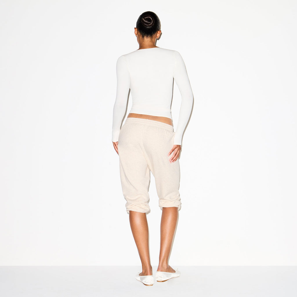 COTTON JERSEY SCOOP NECK LONG SLEEVE TOP | MARBLE