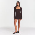LACE KNIT LONG SLEEVE MINI DRESS | PHOENIX