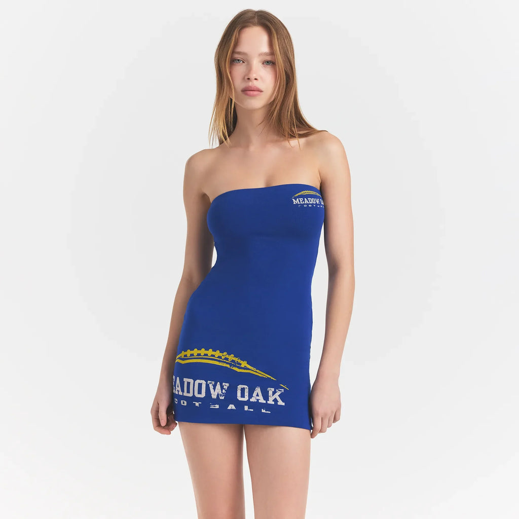 COTTON JERSEY MINI TUBE DRESS | COBALT MEADOW OAK