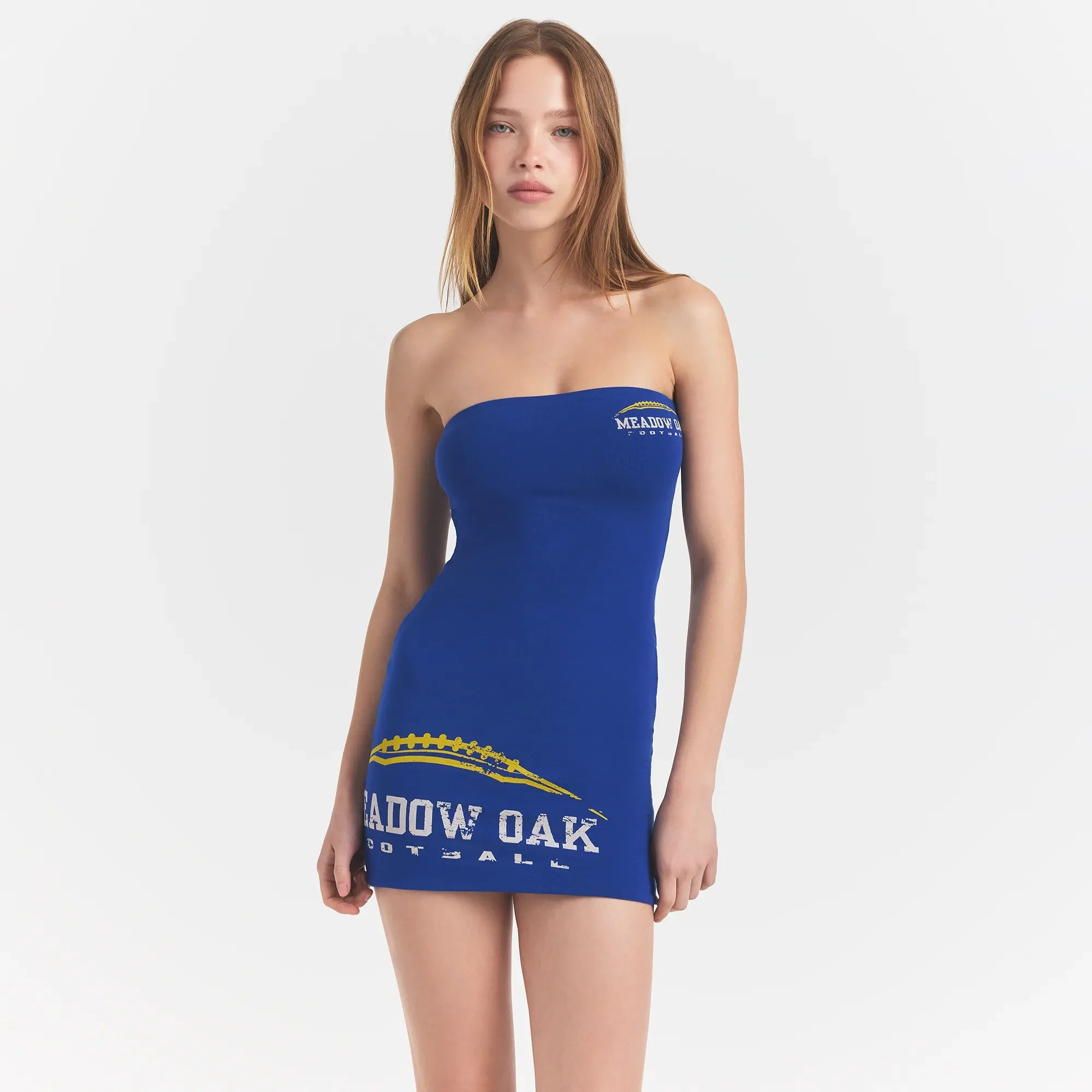 COTTON JERSEY MINI TUBE DRESS | COBALT MEADOW OAK