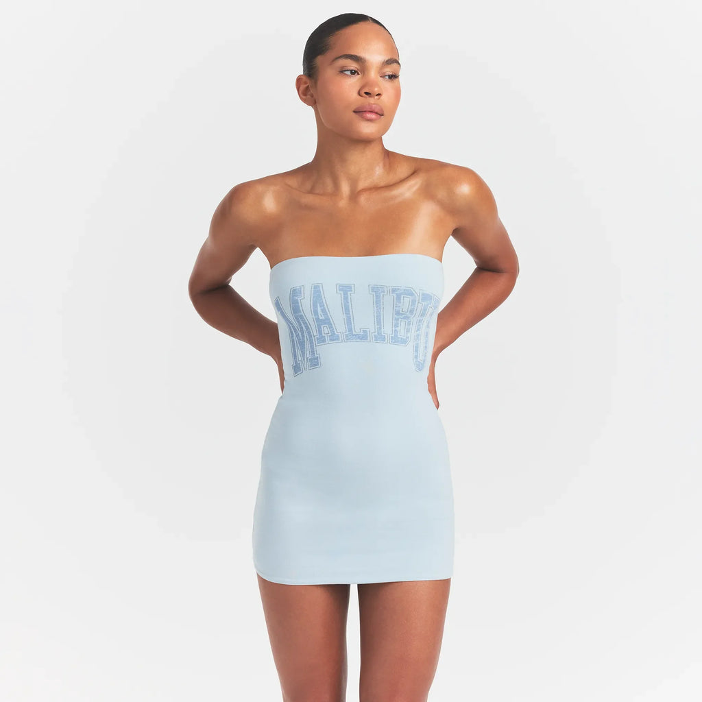 COTTON JERSEY MINI TUBE DRESS | OPAL MALIBU