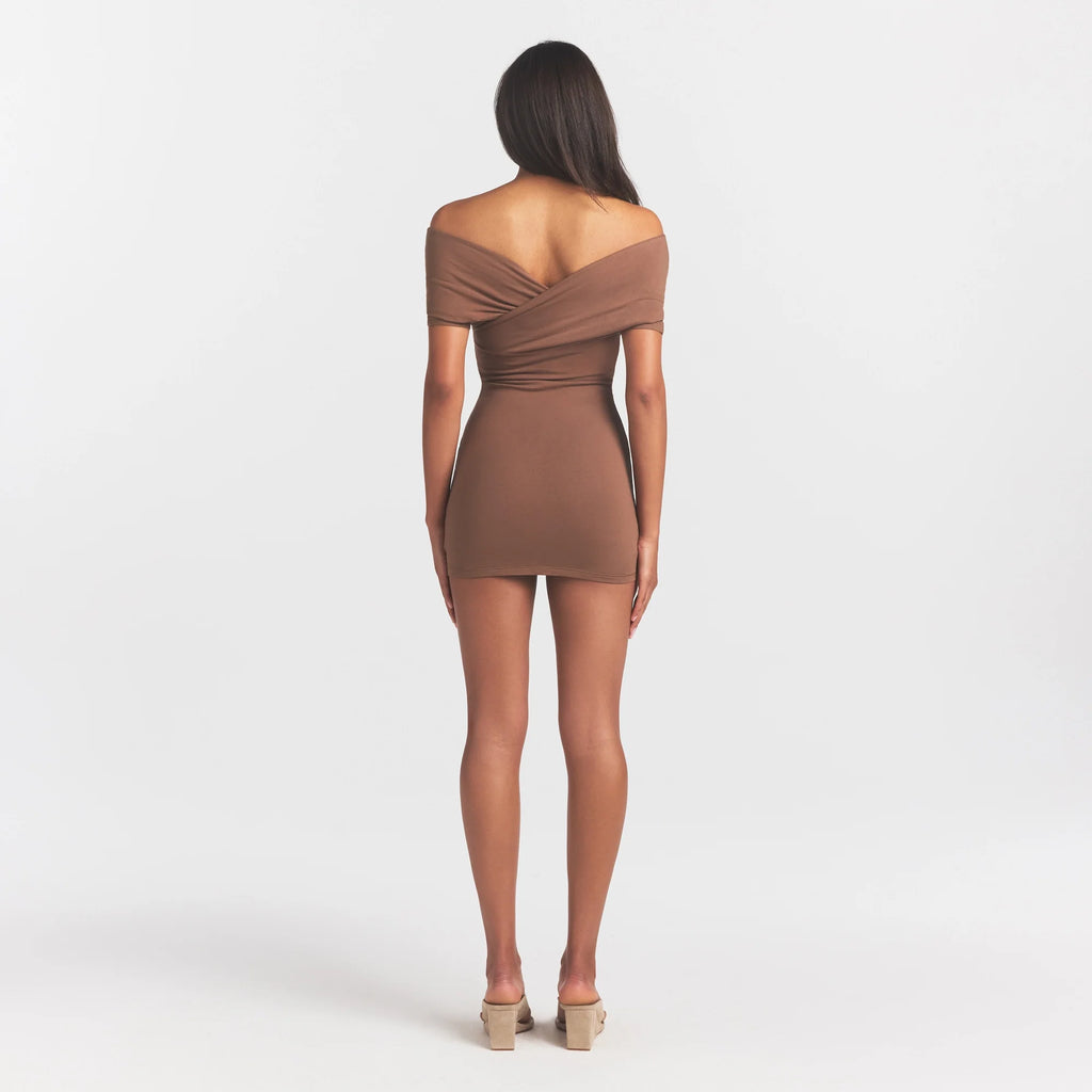 COTTON JERSEY WRAP MINI DRESS | JASPER